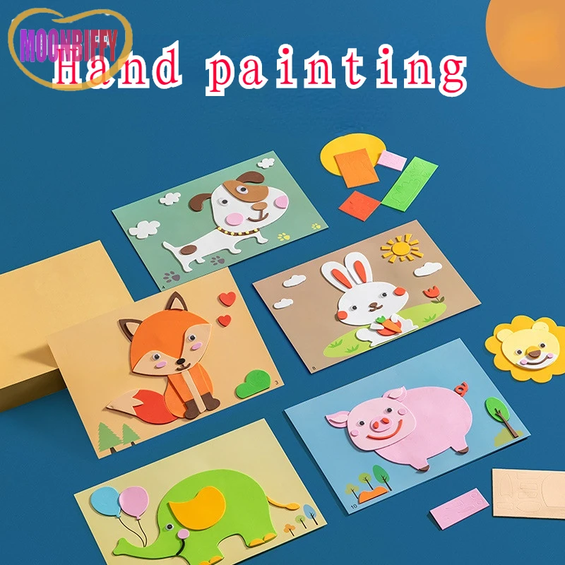 

Children's Animal EVA Stickers 3D Three-dimensional Puzzle DIY Handmade Material Package Paste Kindergarten Educational Toys