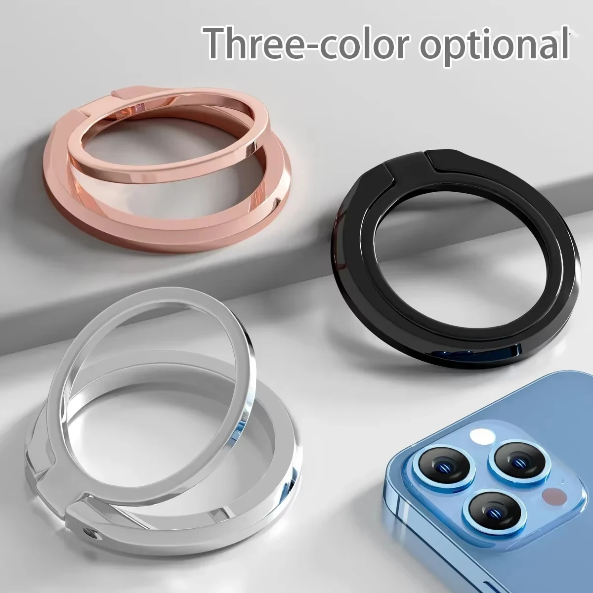 Magnetic 360° Rotating Foldable Metal Phone Ring Holder with Strong Grip