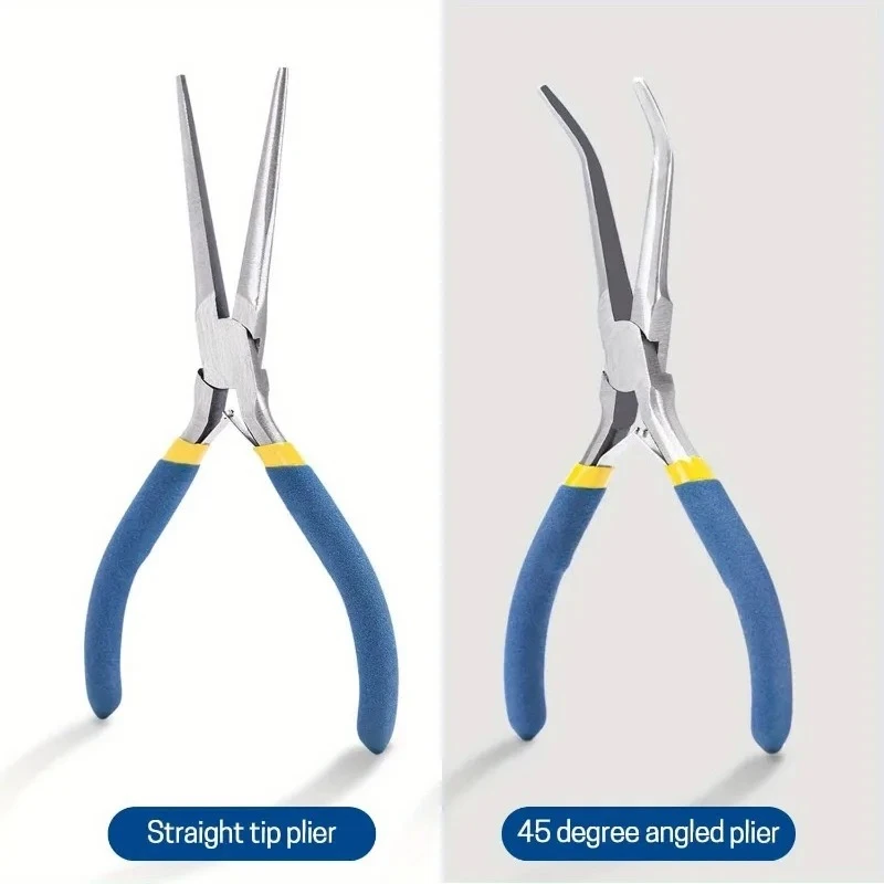 Mini pinces à nez aiguille de 6 pouces, 2 pièces, avec poignées confortables, ensemble de 2 pinces à long nez pour l'artisanat fait à la main