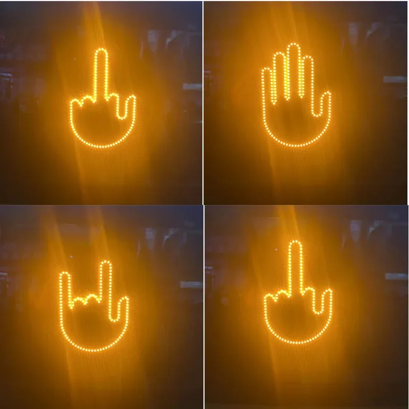 Road Anger Sign Middle Finger Gesture Light Remote Control Car Indicator Light Car Amber Middle Finger Warning Brake Light