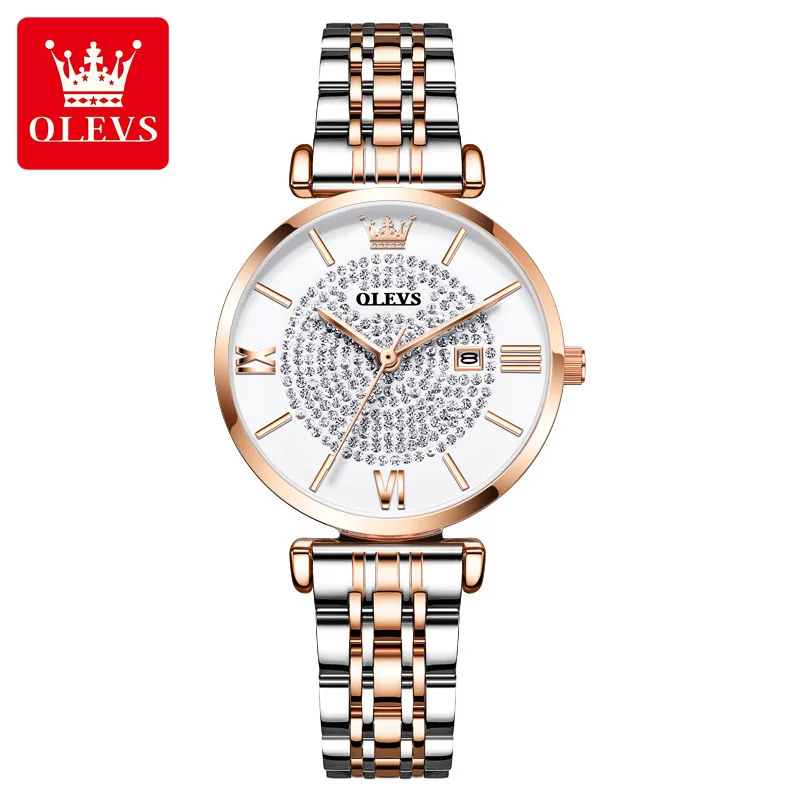 OLEVS Womens Watch, Small Wrist Rose Gold Tone Cute Diamond Heart Arabic  Numerals Dial Ladies Watch, Fashion Waterproof Mesh Bracelet Analog Dress
