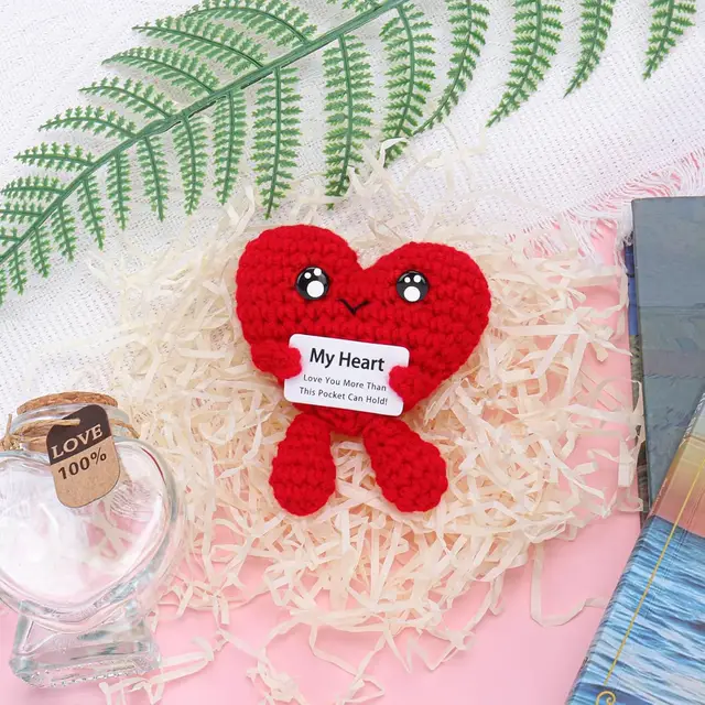 Funny Handmade Crochet Heart Doll Desk Decor Gift