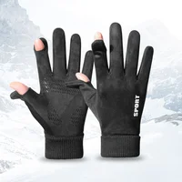 Suede Fabric Men's Gloves Soft Autumn Winter Thick Warm Male Skin-Friendly Skiing Non-Slip Cycling Elastic Touchscreen Gloves 1