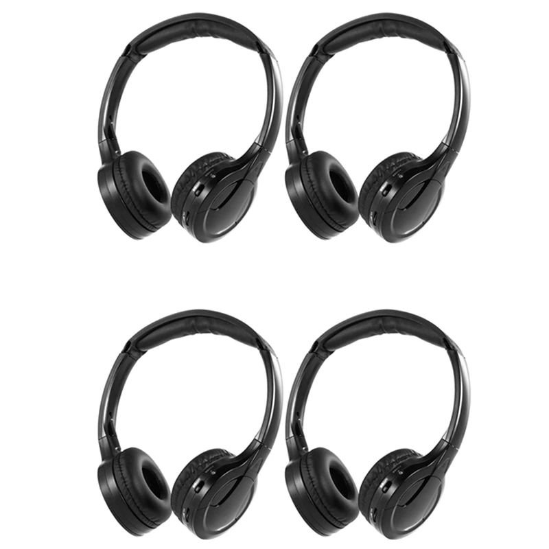 

4Pack IR Wireless Headphones For Car DVD Player Headrest Video,On-Ear Infrared Headphones Headset Universal (Black)