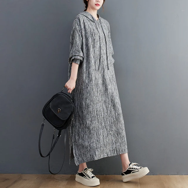 Sudadera vestido con logo gris para mujer