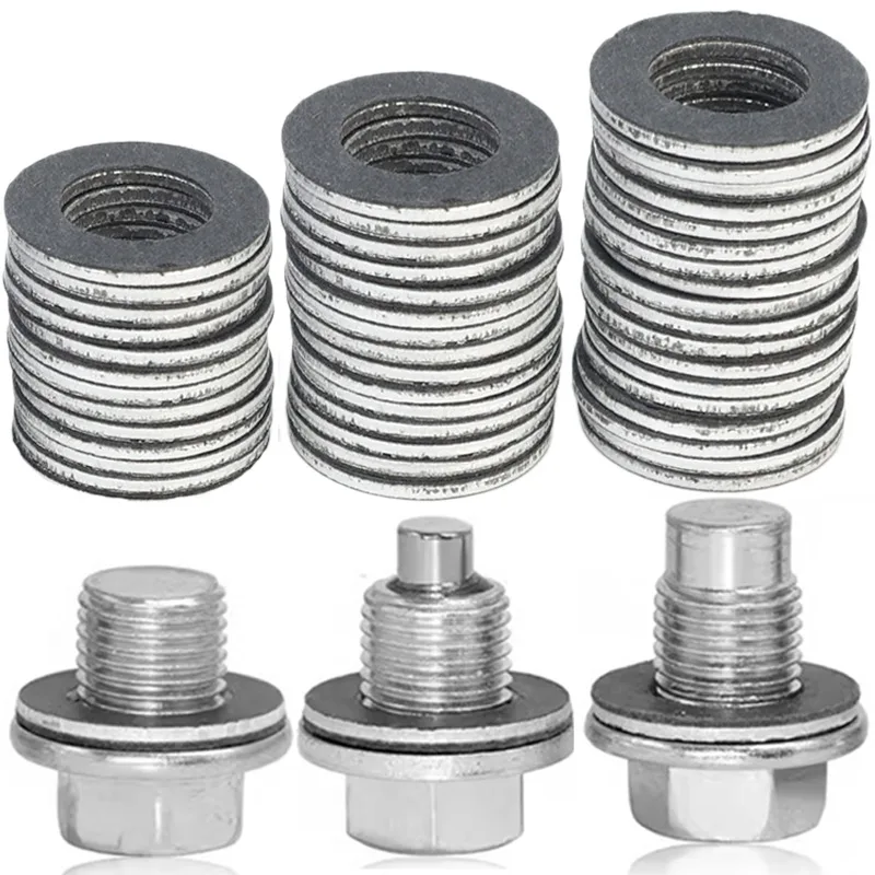 Car Oil Drain Screw Gasket 90430-12031 Engine Sump Aluminum Seal Gasket for Toyota 12mm Hole Nut Washer Auto Accessories 50/5Pcs