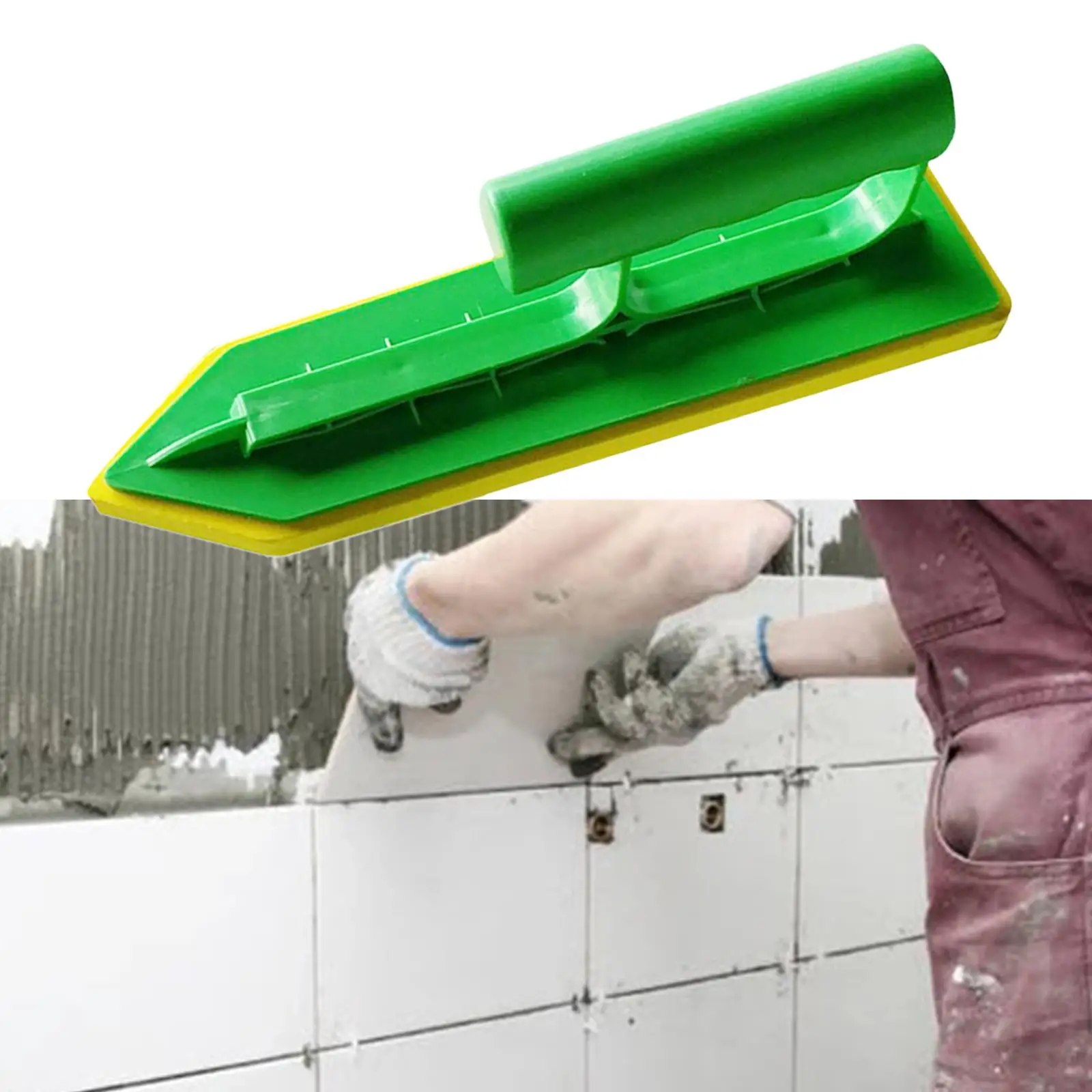 Handheld Sponge Float Trowel with Plastic Handle Wave Handle Spatula 9.25"x2.4" for Tiling Grout Bricklayer Skimming Drywall