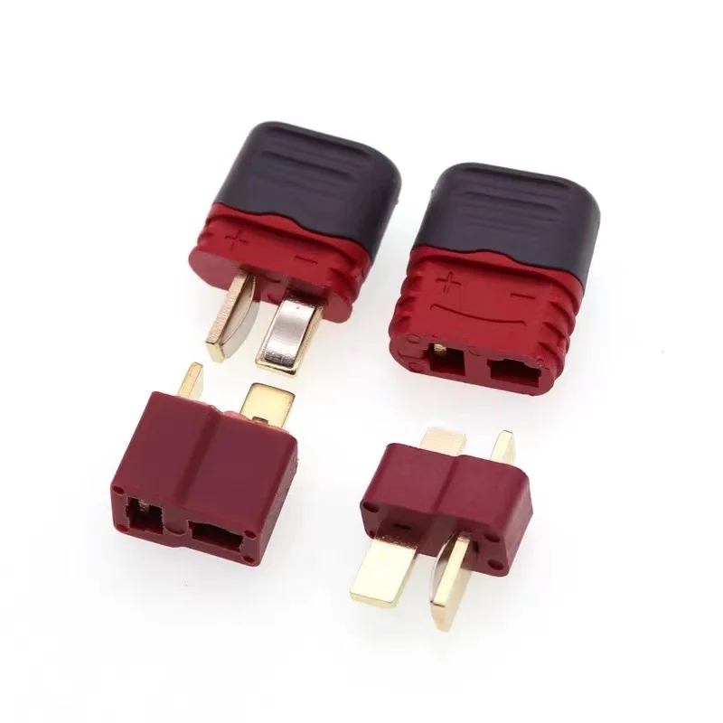 Vue de dessus des connecteurs Deans T-Plug femelle et mâle pour batterie RC Lipo