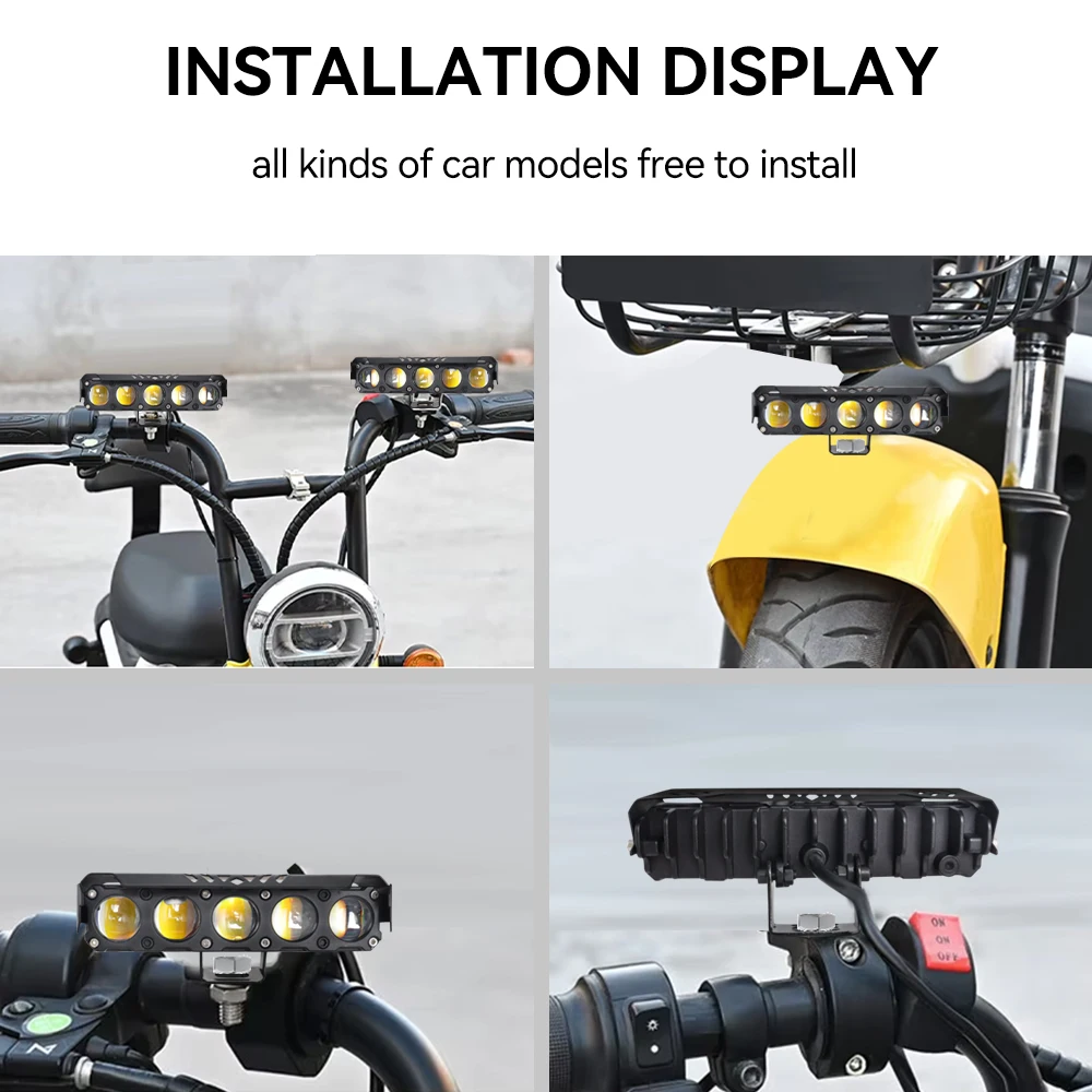 오토바이 LED 스팟 라이트 듀얼 컬러 상/하향등 안개등 자동차 트럭 SUV UTV 12V 24V 미니 렌즈 헤드라이트 주행등