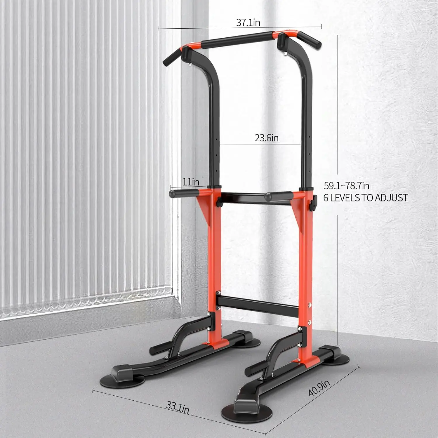 Dip Station For Home Gym Strength Training Fitness Workout Station Chin-Ups Push-Ups Pull-Ups Dip-Ups 330LBS T055CDC