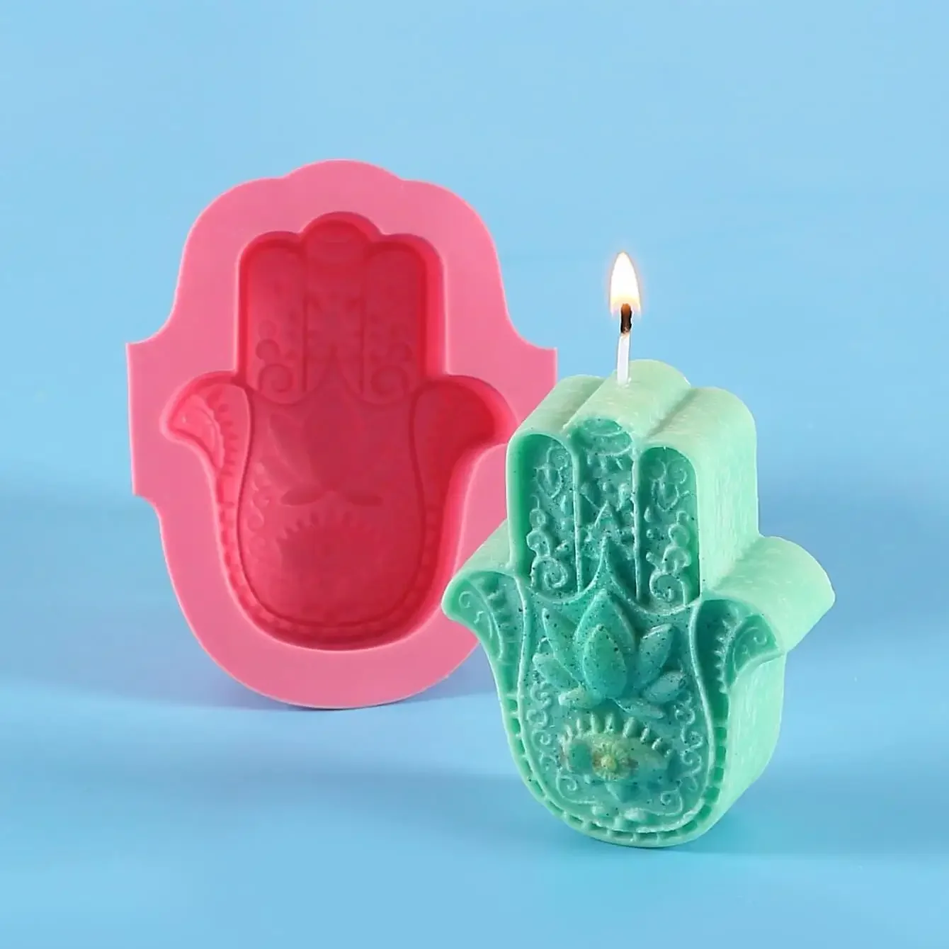 Palm Shape Scented Candle Gypsum Diffuser Stone Silicone Mold for DIY