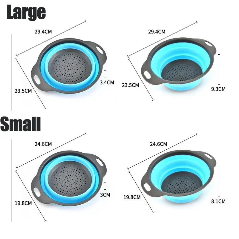 Folding Silicone Drain Basket Fruit Vegetable Washing Basket Foldable Strainer Colander Collapsible Drainer