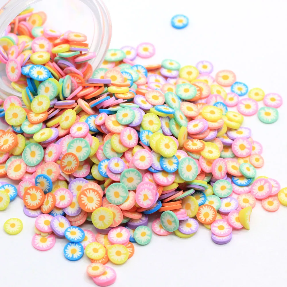 

Красочная Маргаритка, полимерная глина, кусочки для рукоделия, крошечные милые пластиковые глиняные частицы 5 мм