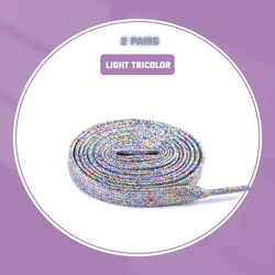 Sparkling Metallic Glitter Shoelace Set - White, Gold, and Silver Flat Laces - 160cm (Light tricolor)