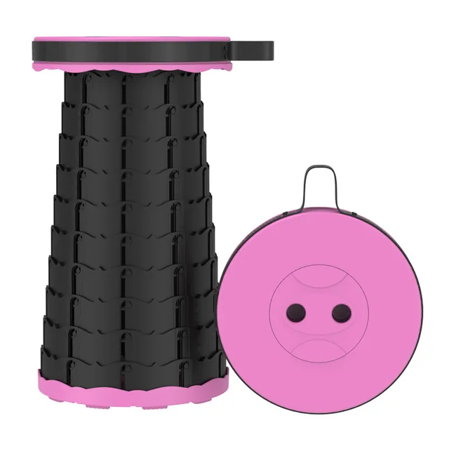 Telescopic Stool Retractable Stool Folding Chiar Fishing Chair Portable Camping Hiking Stool Outdoor Furniture Mini Chair SH-Rose Red