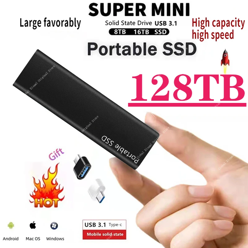 

Original Portable External Hard Drive 1TB 2TB Mobile Solid State Drive USB 3.1 External hard disk ssd for Notebook Laptop Mac