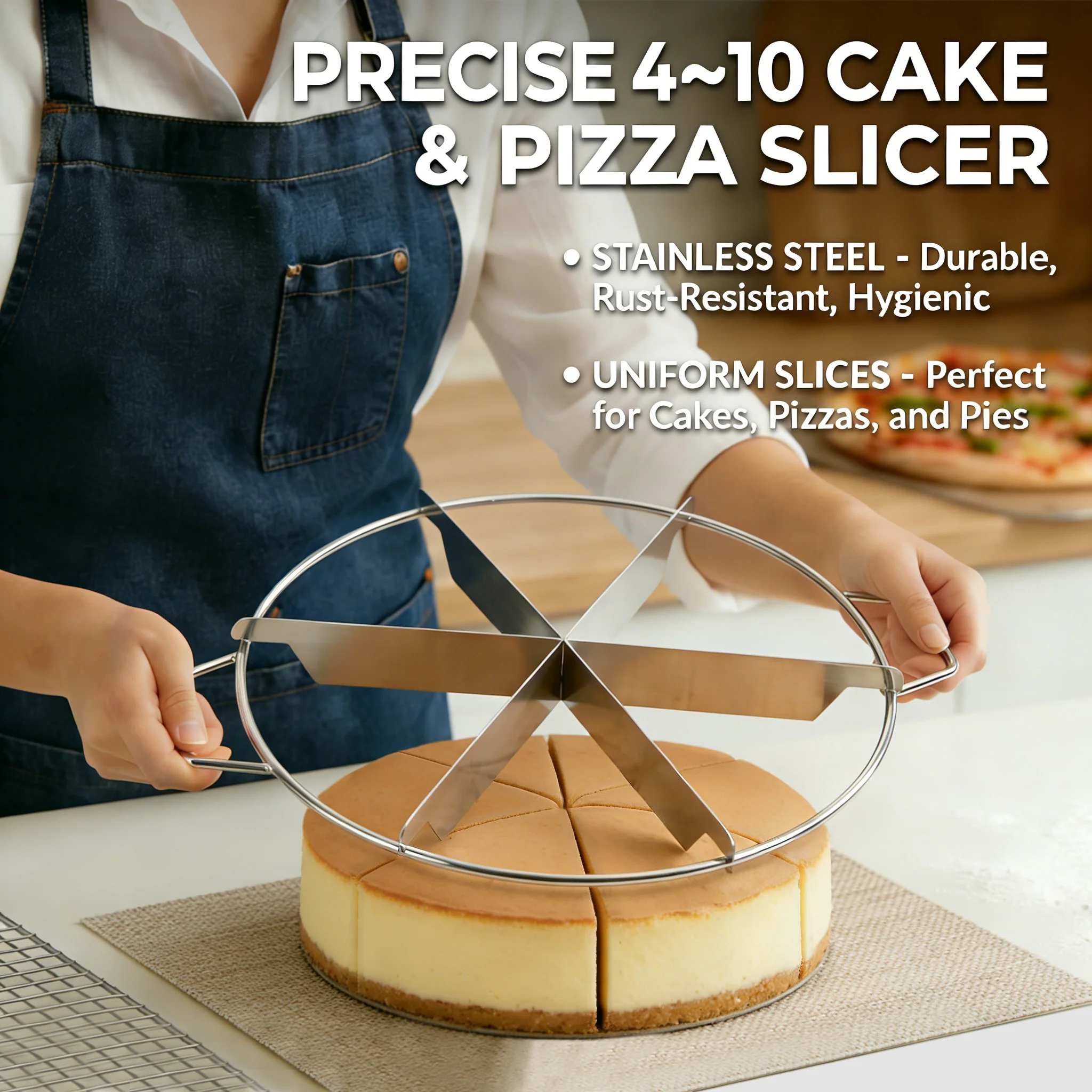 Kuchenschneider Und -Teiler Aus Edelstahl, Gebäck- Und Pizzateiler, Gleichtmäßig Schneidet 4-10 Stück, Küchenportionierwerkzeuge Sd7F4De024Dc449A297124Ee20Cb5C353K