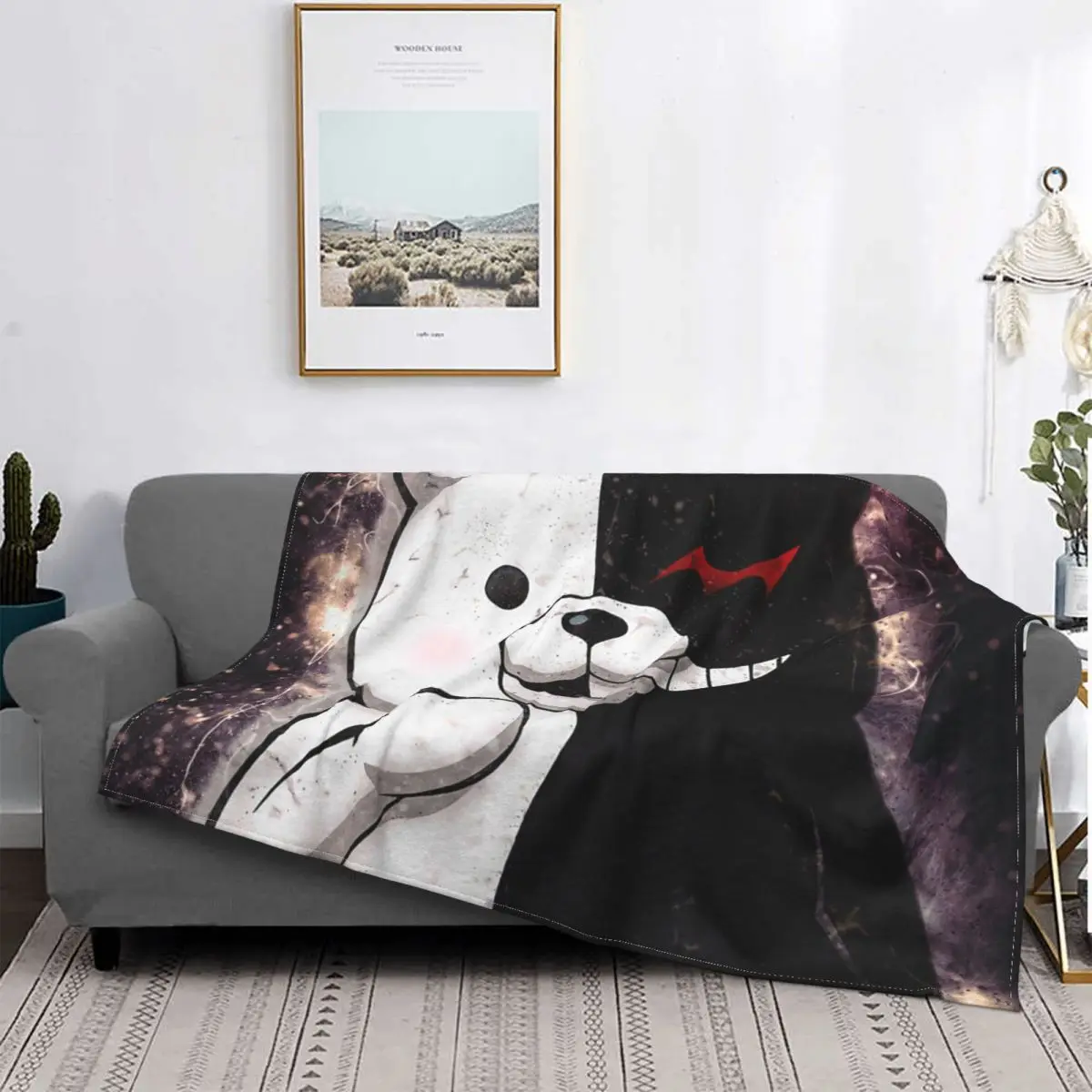 

Danganronpa Monokuma Flannel Throw Blankets anime manga japan movie game Blankets for Home Bedroom Soft Bedding Throws