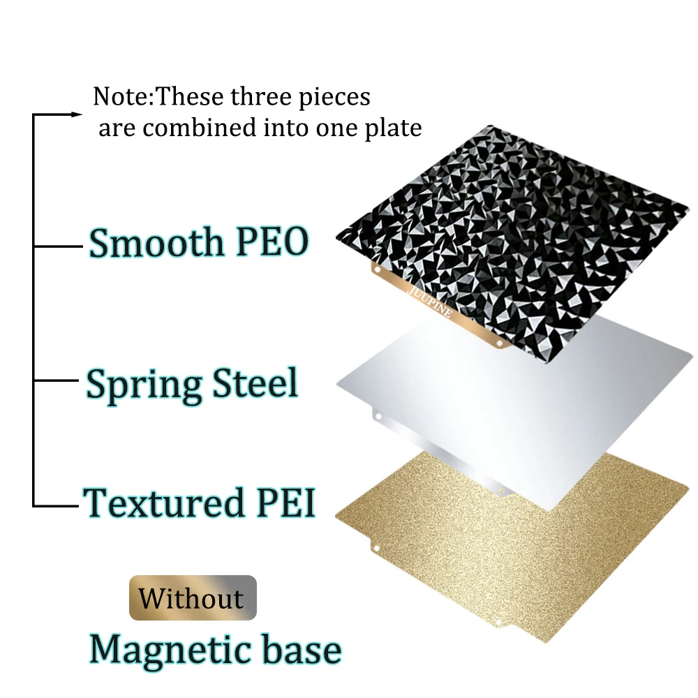 Plaque De Construction Imprimante 3D Double Face 350x350 Mm - Face PEO Texture Strass / Face PEI Givrée - Magnétique - 9