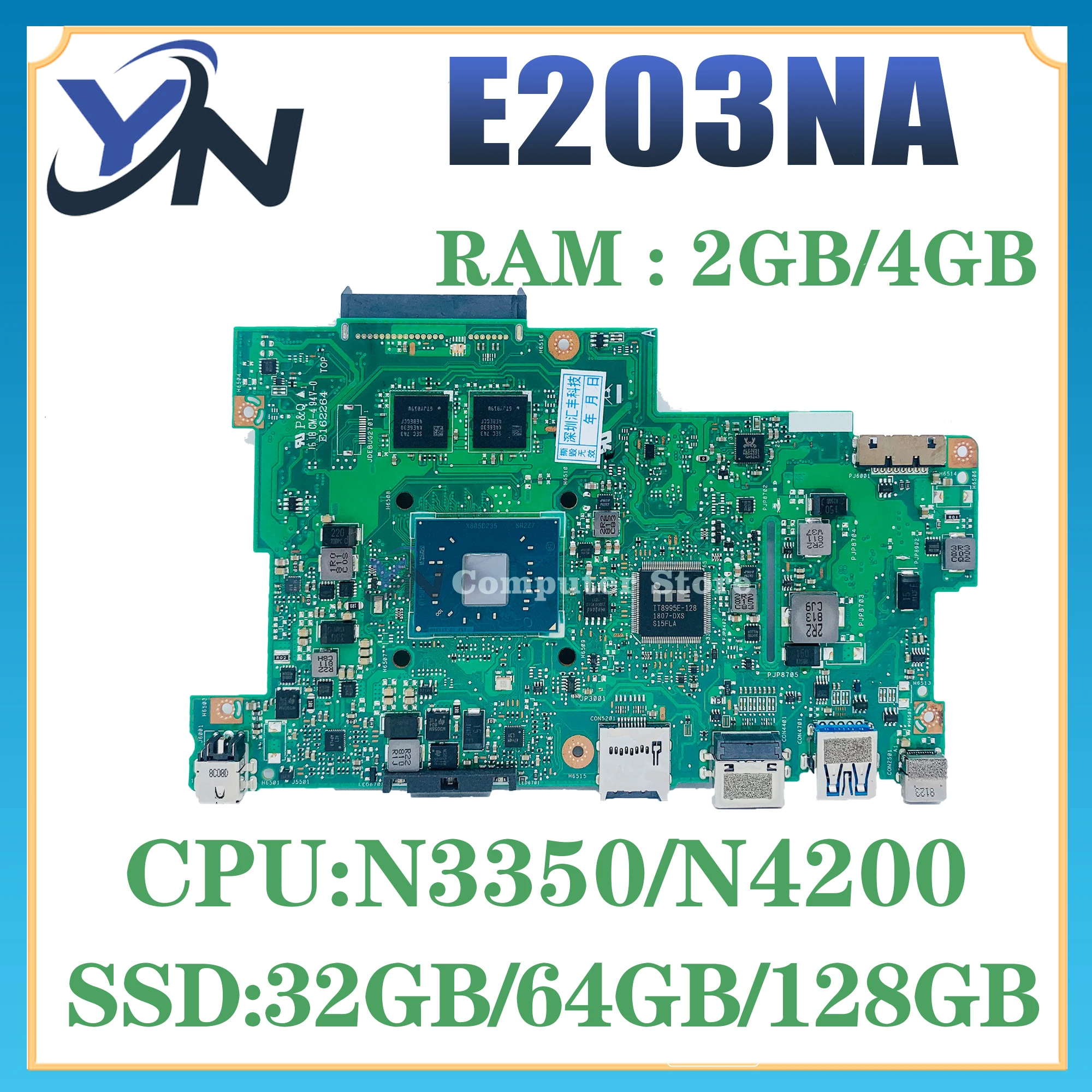 

E203N Mainboard For ASUS E203NA E203NAH E203NAS L203NAH L203NA Laptop Motherboard N3350 N4200 2GB/4G/RAM 100% TEST OK