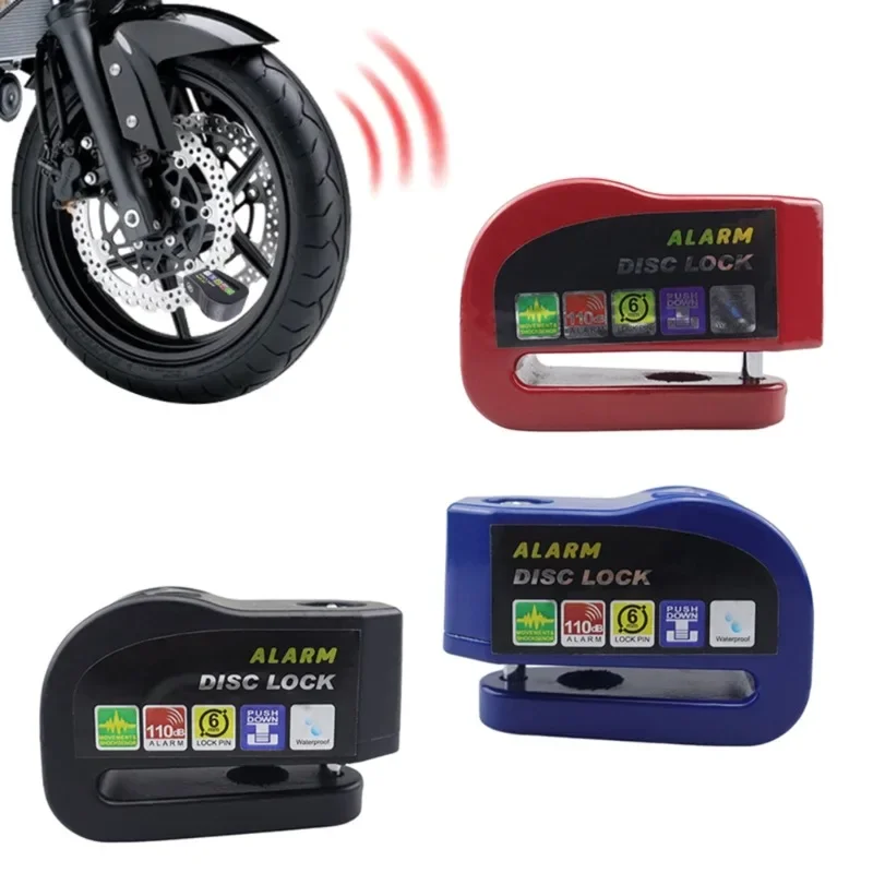 Motorcycle Lock Bicycle Alarm Safety Protection Padlock Disc Aluminum Alloy Anti-Theft Reminder Rope Bag Motorcycle Accesso for motorcycle lock