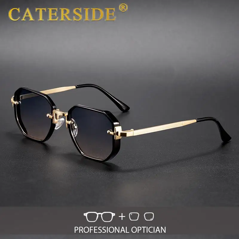 CATERSIDE Retro Mann Optische Sonnenbrille Geometrische Rahmen Rezept Gradienten Objektiv Sonnenbrille Frauen Outdoor Strand Brillen – Detail 1