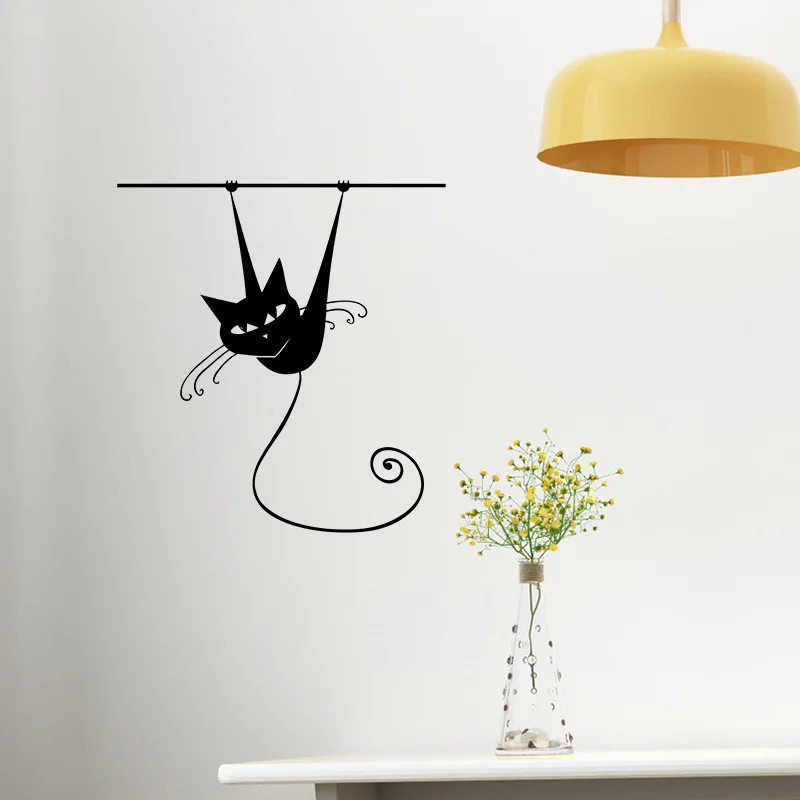 

T220# Cartoon Climbing Wall Cat Wall Sticker For Kids Rooms Glass Window Home Decoration Mural Lovely Stickers Decals Decor