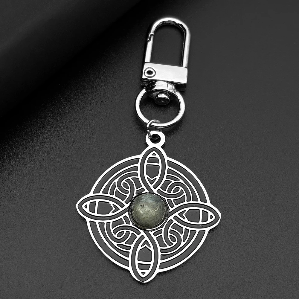 Keltischer Knoten, Kleeblatt, Glaube, Schlüsselanhänger für Damen und Herren, Edelstahl, silberfarben, Medaillentasche, hängender Charme, Schlüsselanhänger, Schmuck, Geschenke