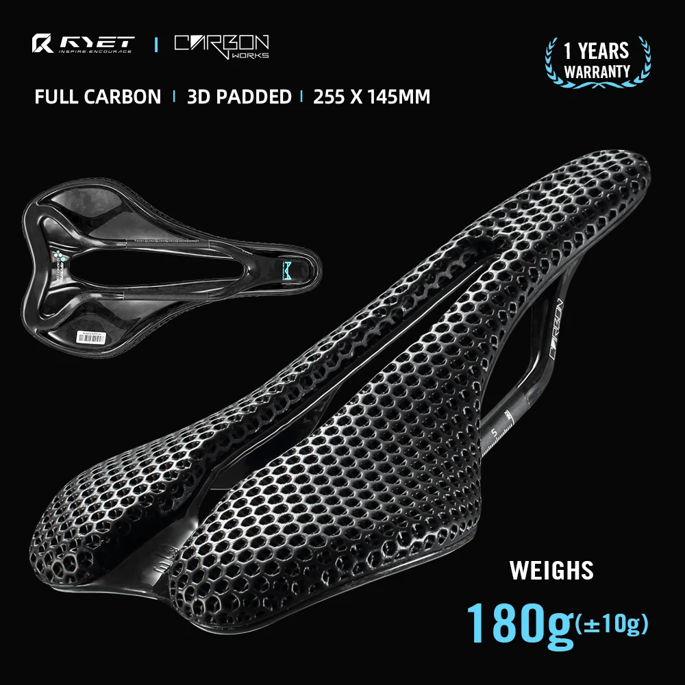 RYET Carbon 3D Printed Bike Saddle 145mm Super Light Road MTB