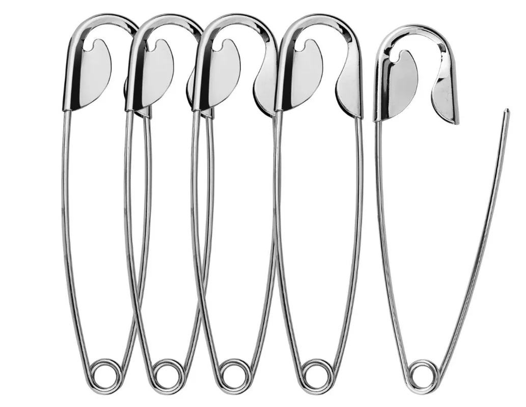 5pcs 대형 실버 스테인레스 스틸 안전 핀 DIY 바느질 바늘 래핑 된 안전 핀 고정 파일 도구 의류 액세서리