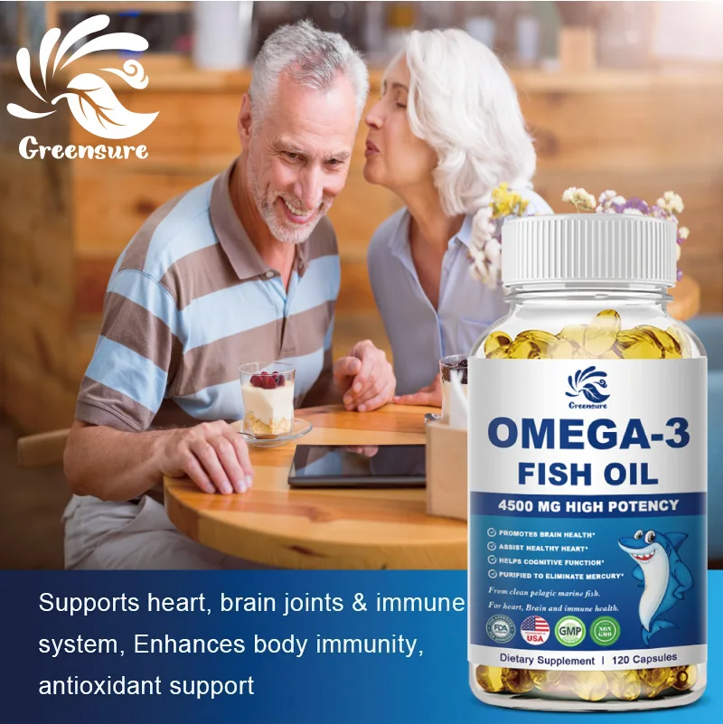 Fish Oil Capsules Greensure Omega 3 Support Brain & Nervous System Health Cardiovascular & Skin Health