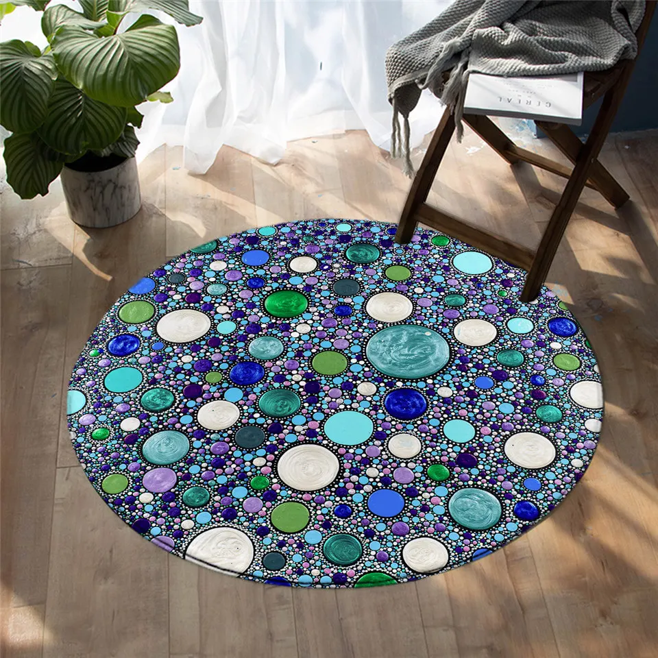 

Mountain Zen by Amy Diener Bedroom Carpets Gemstone Round Area Rug for Living Room 3D Printed Floor Rug Abstract Art Play Mat