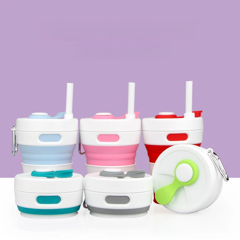 Sealed Leakproof Folding Cup Silicone Collapsible Coffee Cup Portable Outing Gym Water Cup