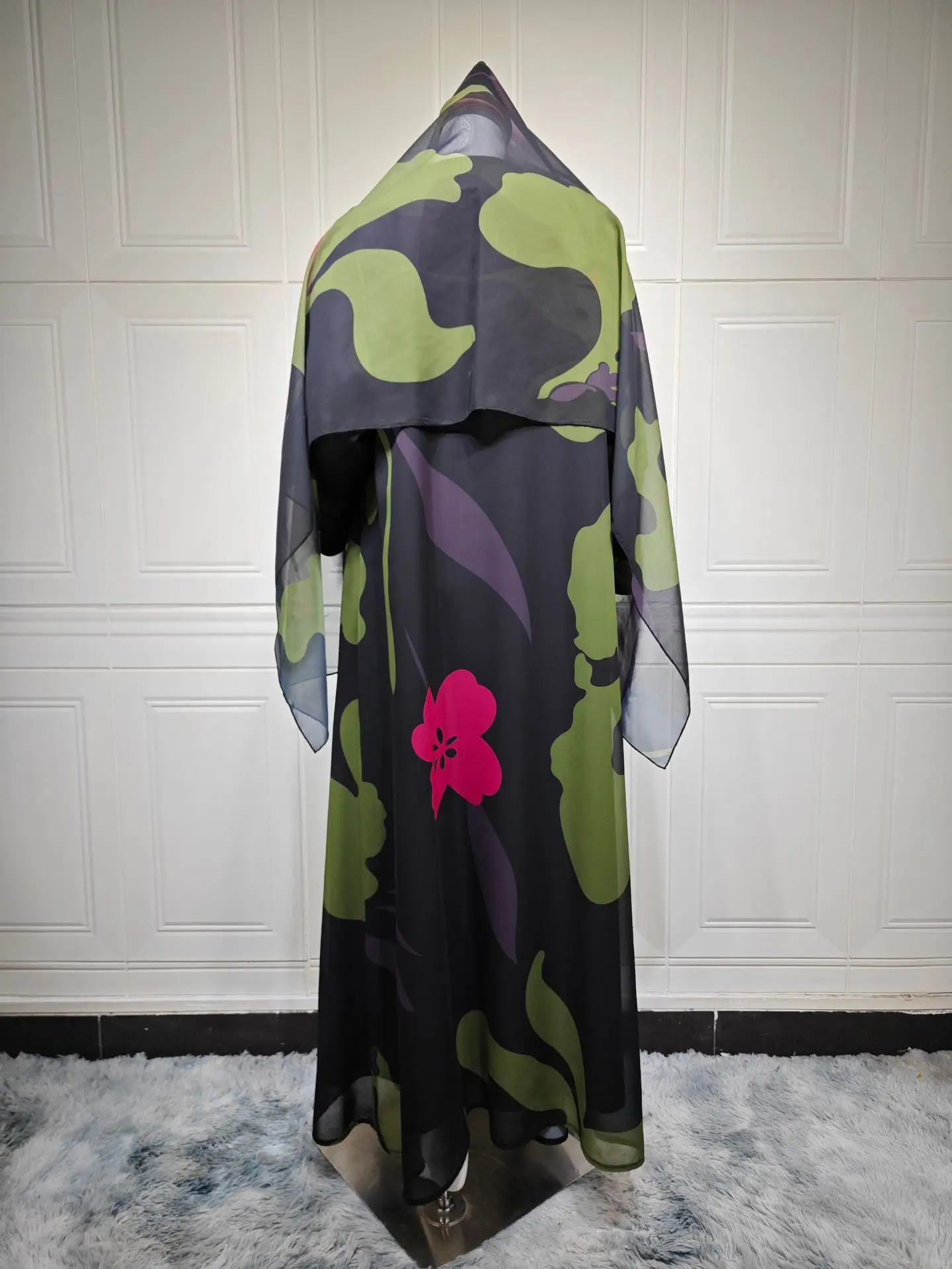 طقم ملابس إسلامية عربي من قطعتين للنساء، حجاب وعبا...