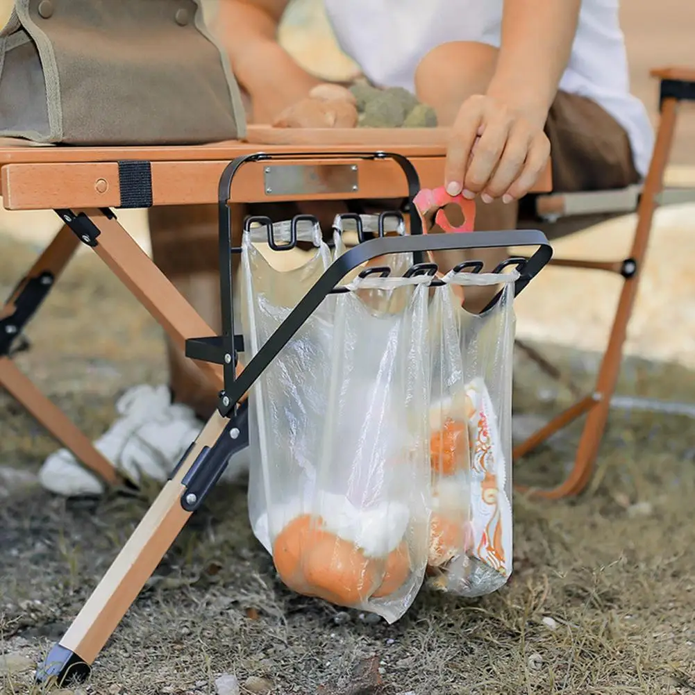 Garbage Bag Holder Foldable Iron Outdoor Camping Rubbish Bag Hanging Rack Office Kitchen