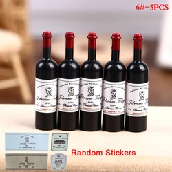 Set of 5 Miniature Dollhouse Resin Wine Bottle and Glass Set (6)
