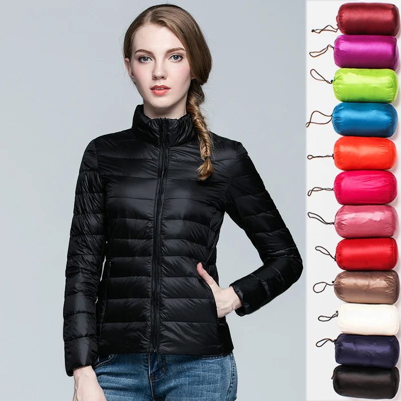 Chaqueta acolchada corta para mujer, Parka informal con cuello levantado, ligera, resistente al agua, plegable, a la moda, 2025