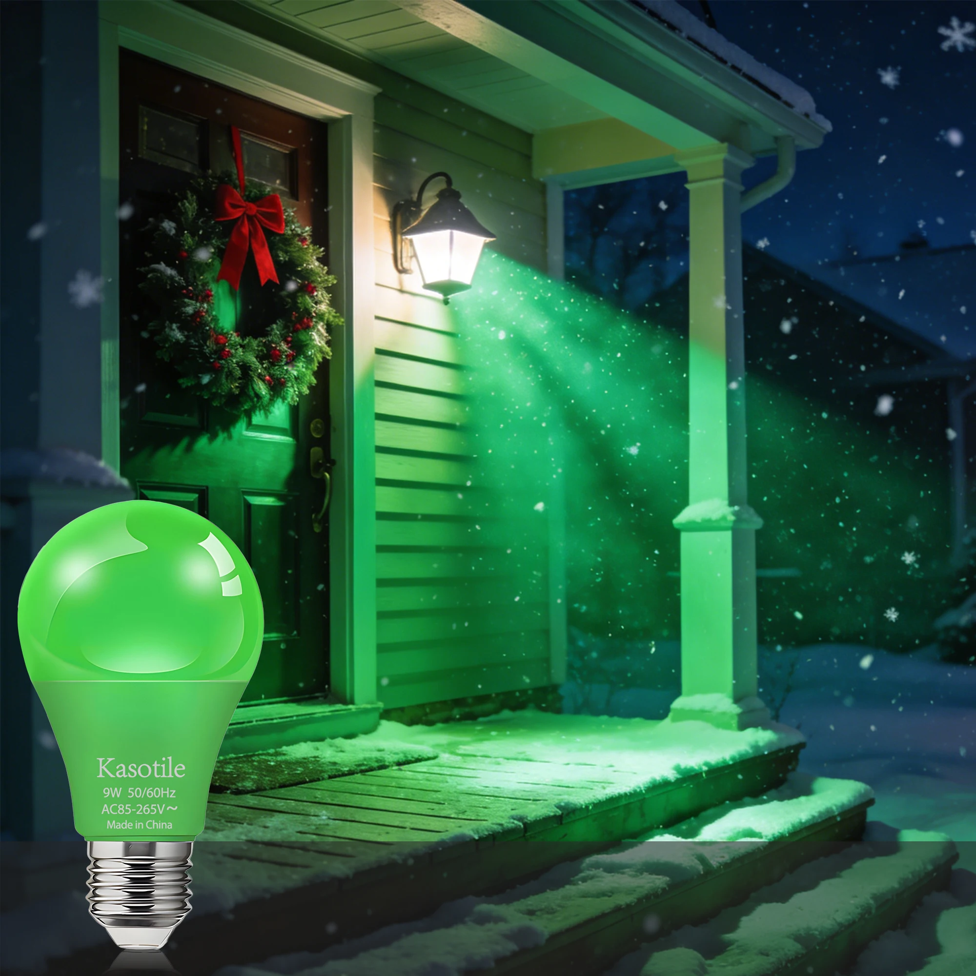 E26 Green LED Light Bulb 9W Colored Party Light – 2 Pack