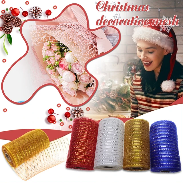 Holiday Floral Deco Mesh Set - Pack of 4 Rolls ( 10 Inch x 10 Yards )