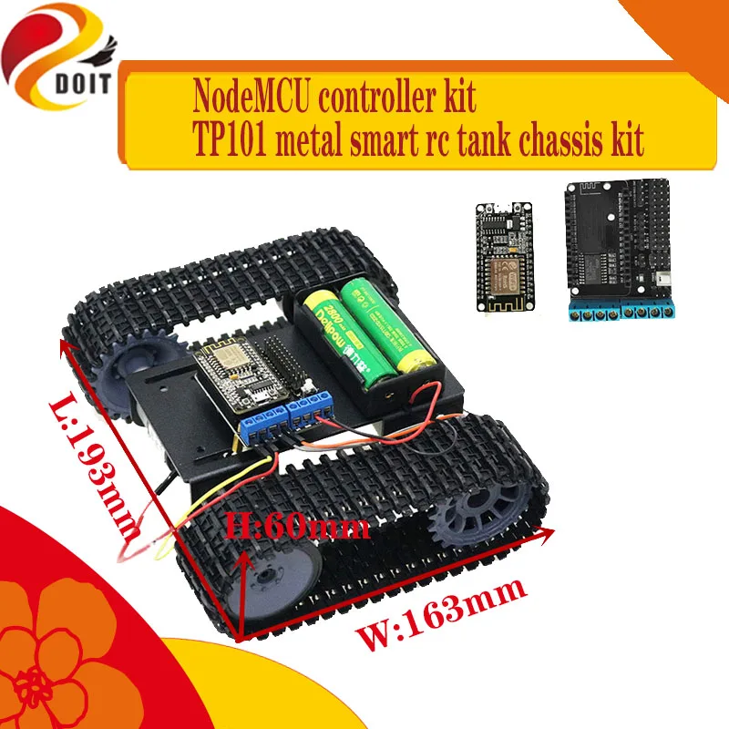 

Wireless Wifi Controlled Smart RC Tank Chassis TP101 Metal Robotic + NodeMCU Controller Kit 12V DC Motor Toy DIY For Arduino