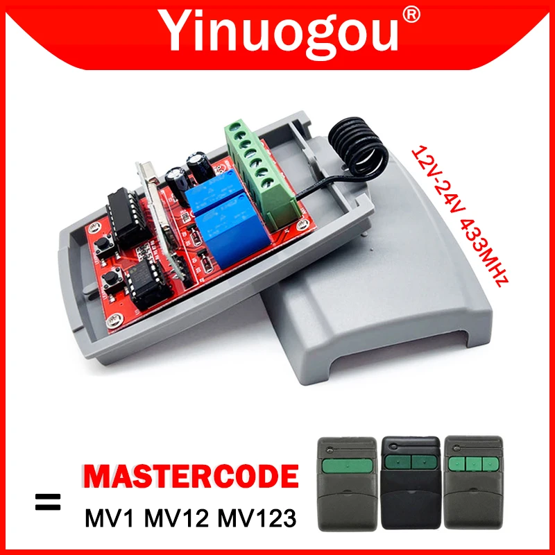 

MASTERCODE MV1 MV12 MV123 433МГц Универсальный пульт дистанционного управления для гаражных ворот Контроллер приемника 12 В-24 В Переключатель открывания ворот Передатчик