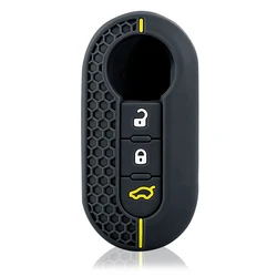 Luxury Car Key Case Cover & Keychain - Premium Interior Accessory (Yellow Line)