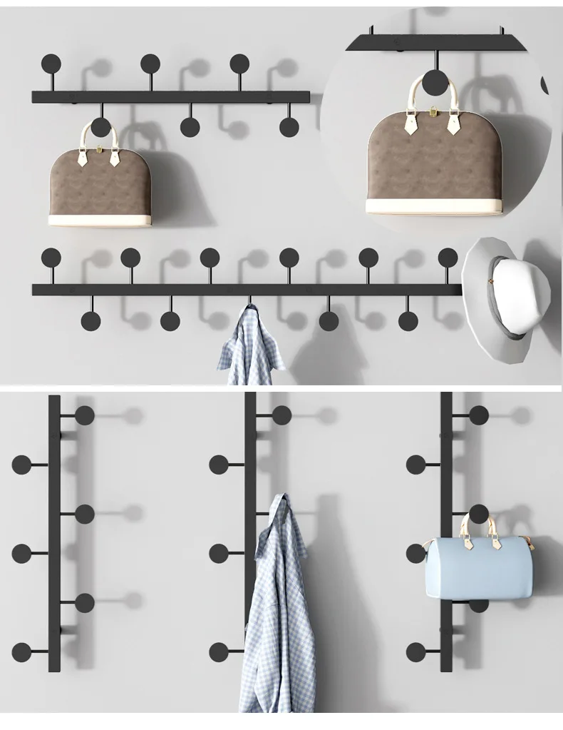 Clothes Hat Rack Non Perforated Entrance Hook Foyer Decoration Wall Hanging Clothing Rack Fitting Room Hanging Wall