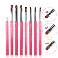 ANGNYA 1Pcs Professional Manicure UV Gel Brush Pen Pink Metal Handle Flower Drawing Nail Art Brush Manicure Phototherapy Tools 1