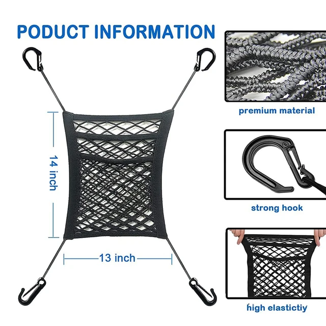 Car Mesh Organizer & Pet Barrier: Elastic Storage Bag Between Seats 2