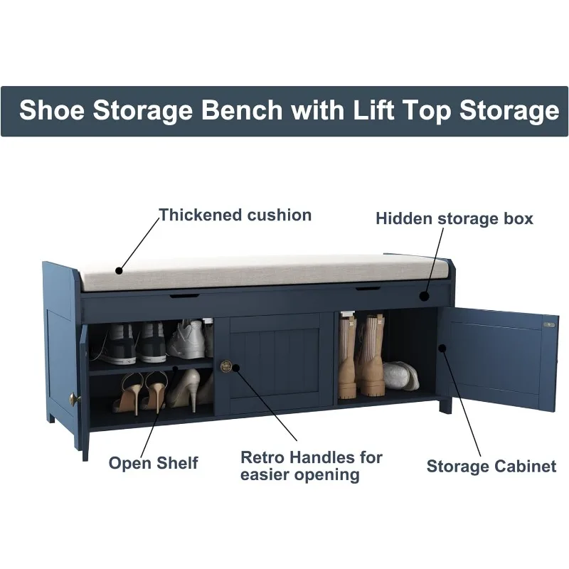 Shoe Storage Bench, Entryway Bench with Lift Top Storage Box, Shoe Organizer  for Entryway with Cushion, 2-Tier Shoe Organizer f - AliExpress