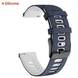 Leather Strap Watchband, 22mm/20mm - Premium Smartwatch Wriststrap Bracelet - 22mm Watchband (Silicone blue White)