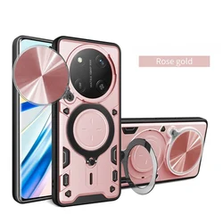 Custodia per cellulare rinforzata shockproof con protezione per obiettivo della fotocamera scorrevole e anello magnetico di supporto.