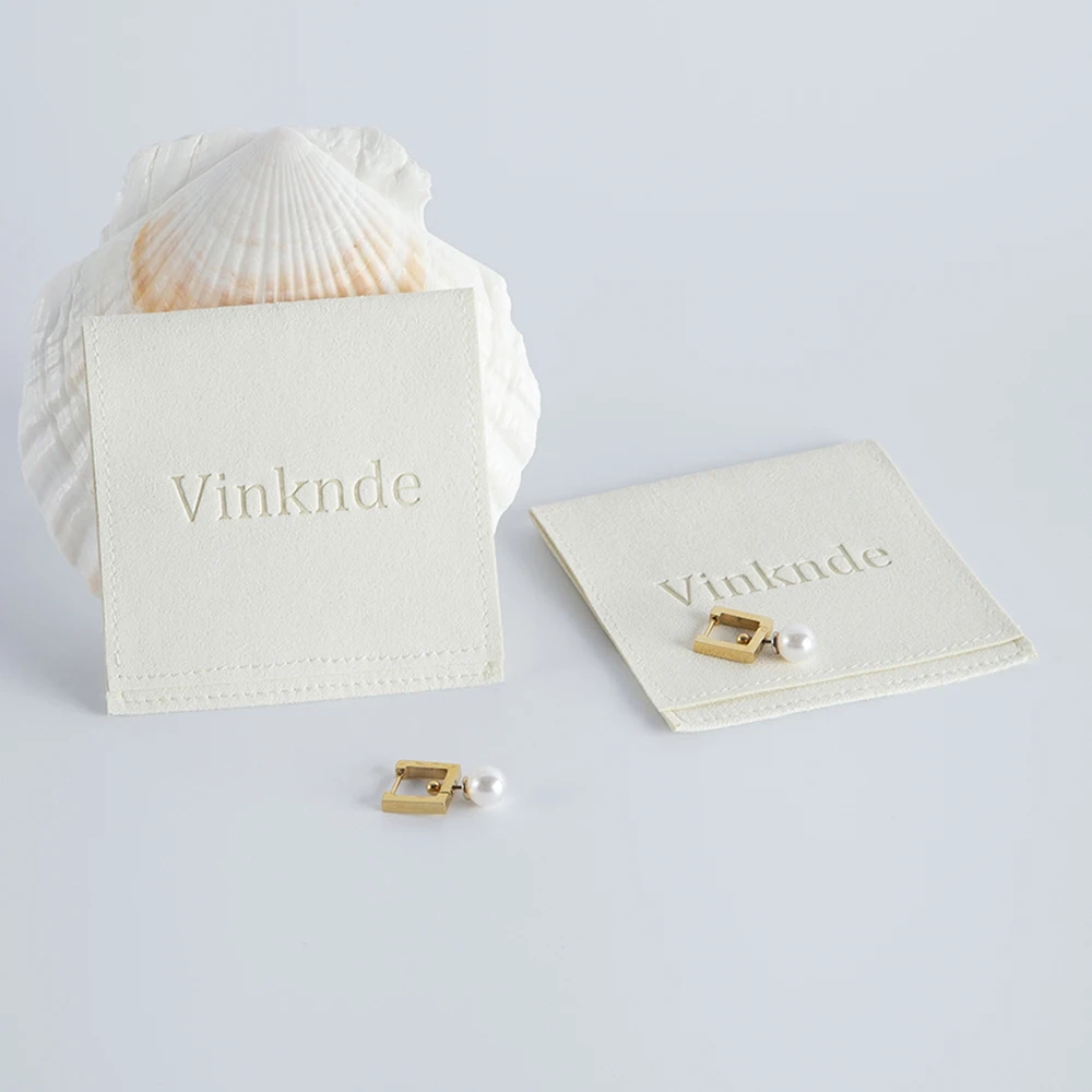 50pcs Bulk Jewelry Gift Bags Personalized Logo Size Microfiber Wedding Favors Earrings Storage Packaging Envelope Suede Pouches