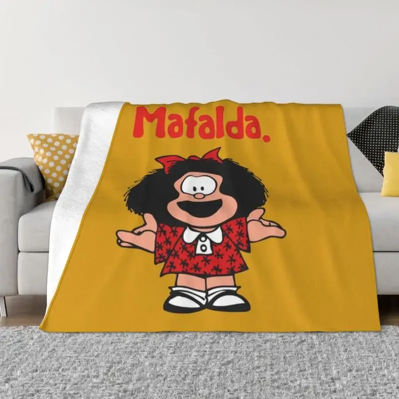 

Одеяла Happy Mafalda, теплый фланелевый комикс-плед для кровати, дивана, покрывало Аргентины, манга, Quino